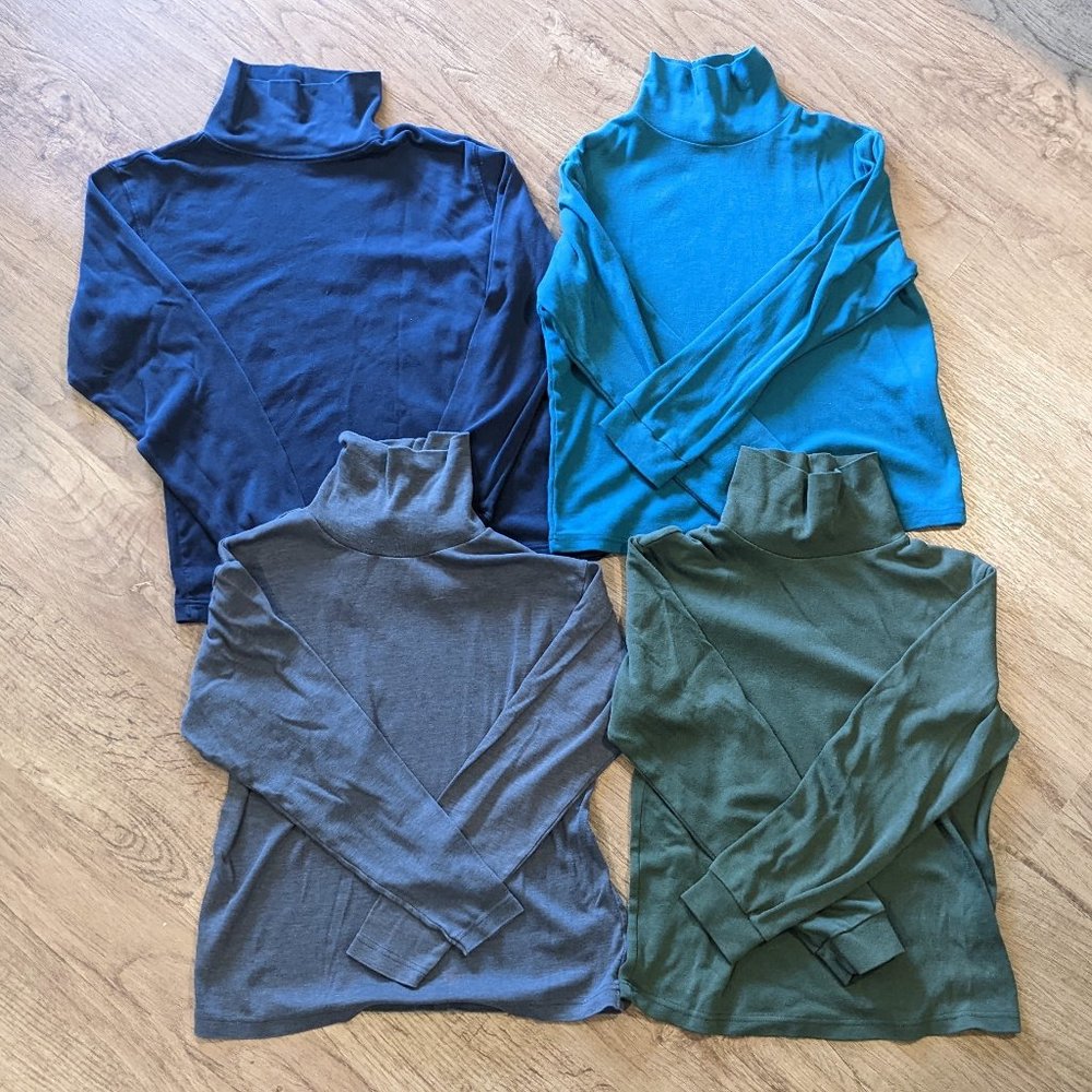 Lot of 4 Turtleneck Shirts, Size Medium, Christopher & Banks, Basic Editions
